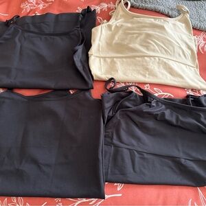 Shapermint Black & Cream Stretch Tank Tops - Pack of 4